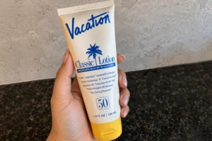 flexible squeeze tube of vacation classic sunscreen lotion
