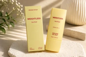 house of hur weightless sun fluid outer box and bottle