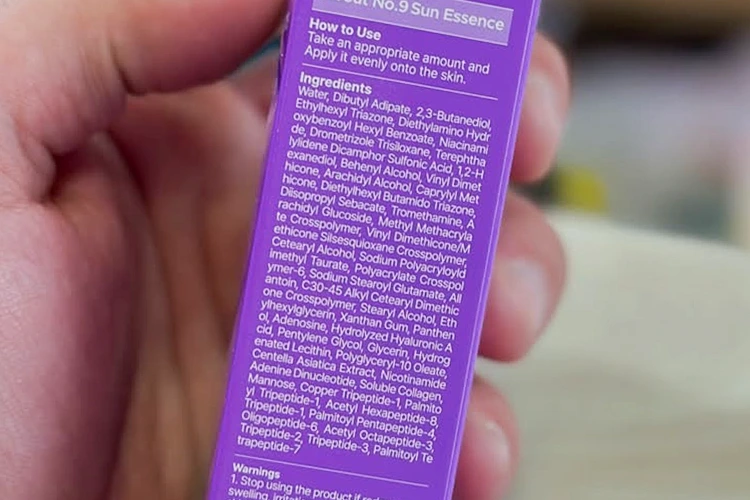 ingredients of numbuzin no.9 sunscreen