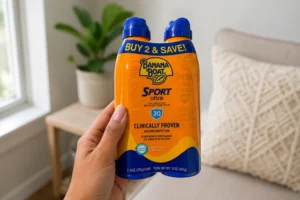 packaging of banana boat sport spf 30 sunscreen spray