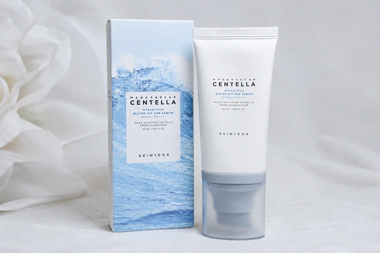 packaging of skin1004 madagascar centella hyalu-cica water-fit sun serum
