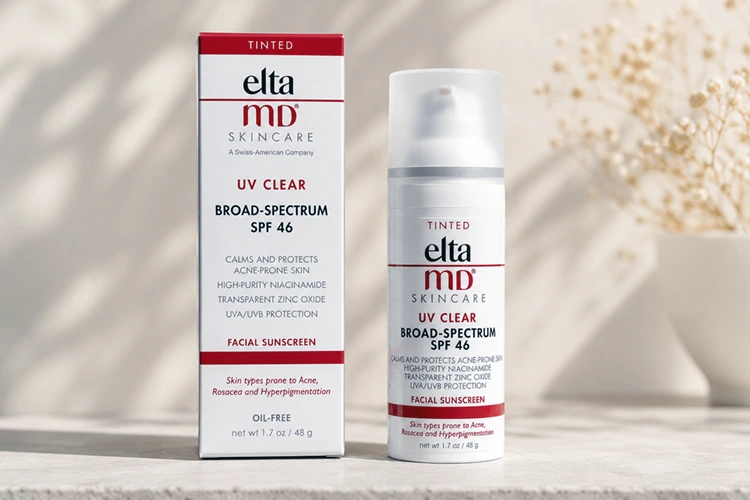 pump bottle and outer box of eltamd uv clear broad spectrum spf 46