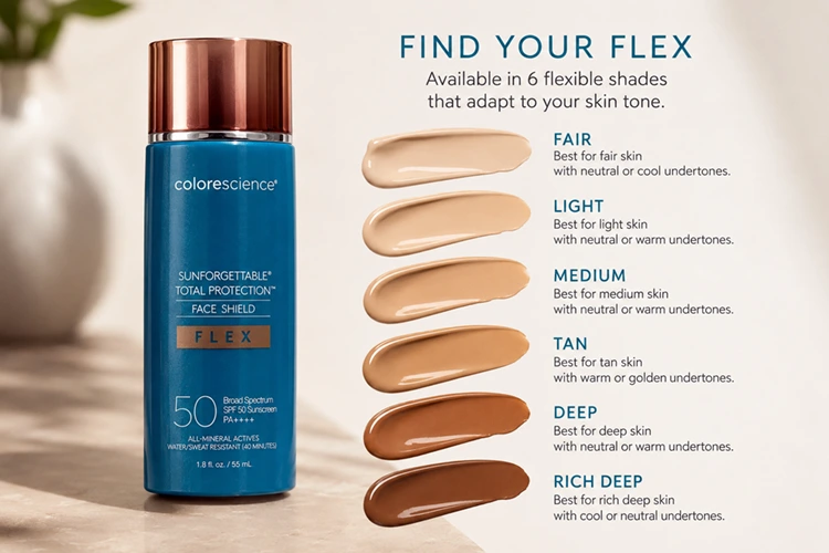shades of colorescience sunforgettable total protection face shield flex