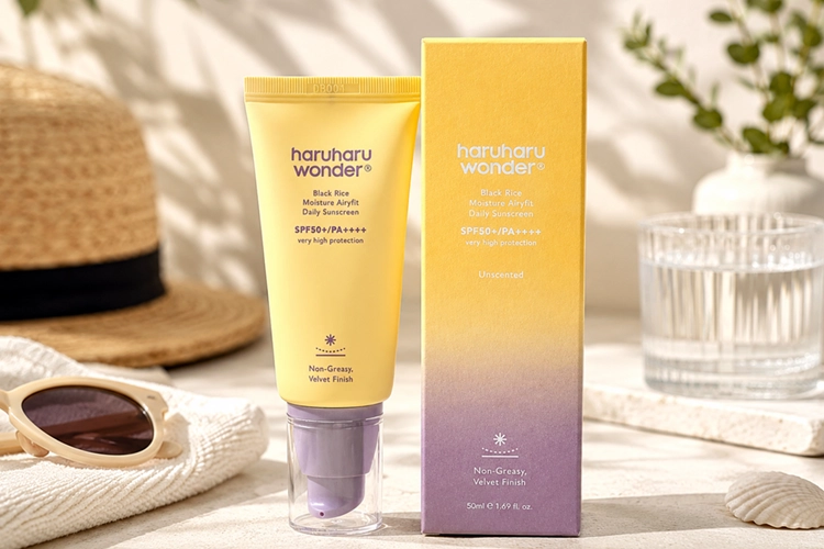 squeeze tube and packaging of haruharu wonder daily sunscreen