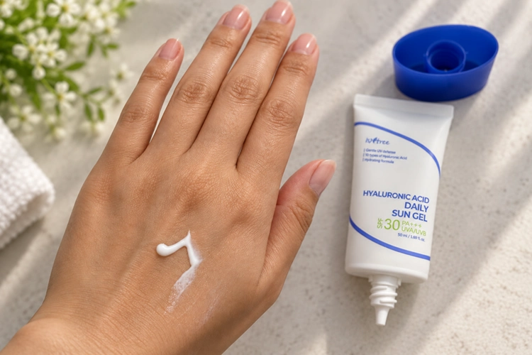 texture of isntree hyaluronic acid daily sun gel