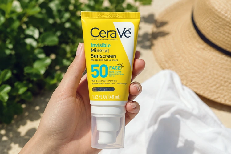 tube packaging of cerave invisible mineral sunscreen